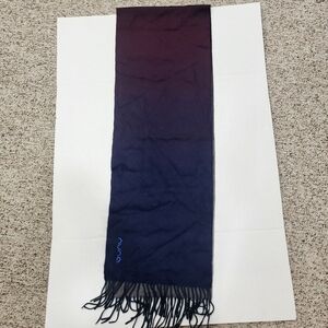 NUNA 100% Cashmere Blue Purple Ombré Fringe Scarf Winter Wrap
